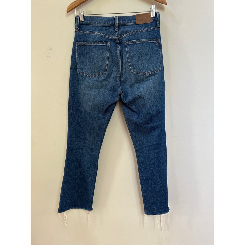 Madewell 10” High Rise Distressed Demi Bootcut Jeans Raw Hem Sz 28 Classic - Picture 6 of 6